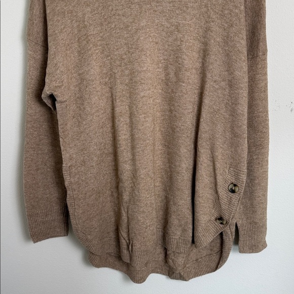 Madewell Crestland Side-Button Turtleneck Merino Wool Tunic Sweater Tan Size XL - Picture 4 of 8